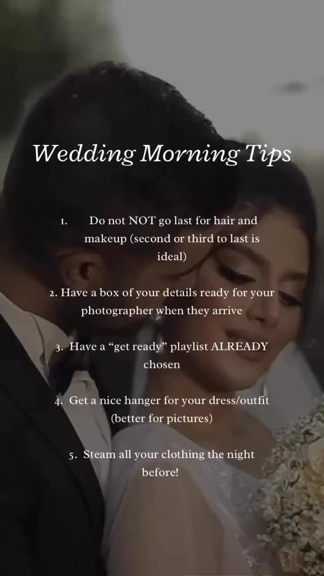 Hey bride to be 💍
We know that thinking about the morning of your wedding can feel slightly overwhelming. So here’s a little checklist to keep the morning running smoothly 🤍
#bridaladvice #bridaltips #weddingadvice #weddingtips #weddingdress
