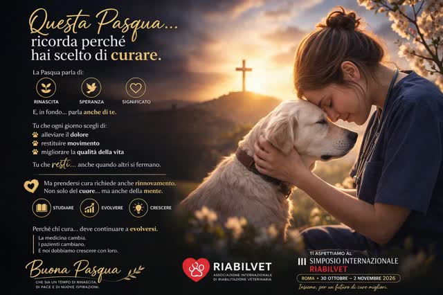 Questa Pasqua…
ricorda perché hai scelto di curare
La Pasqua parla di:
✨ rinascita
✨ speranza
✨ significato
E, in fondo… parla anche di te.
Tu che ogni giorno scegli di:
🐾 alleviare il dolore
🐾 restituire movimento
🐾 migliorare la qualità della vita
Tu che resti… anche quando altri si fermano.
💛 Ma prendersi cura richiede anche rinnovamento.
Non solo del cuore… ma anche della mente.
👉 studiare
👉 evolvere
👉 crescere
Perché chi cura… deve continuare a evolversi.
La medicina cambia.
I pazienti cambiano.
E noi dobbiamo crescere con loro.
🐣 Buona Pasqua