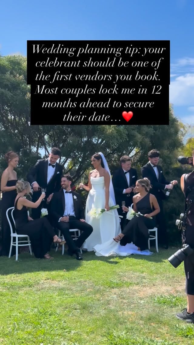 Wedding planning can feel like a lot, but here’s a simple order to make it easier.
First: lock in your venue (this sets your date)
Second: book your celebrant (so your date is actually secured)
Then: organise the rest of your dream team 🎶 💐 🚗 👰🏻♀️
I always tell my couples, your celebrant isn’t something to leave until later… most dates are booked well in advance.
For enquires please visit my website 💕
#melbournecelebrant #melbournewedding #melbourneweddings #yarravalleyweddings