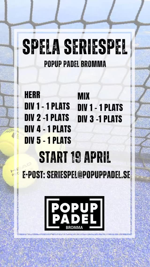 Få en kul padelvår - spela seriespel hos oss 🔥Några lediga platser!
