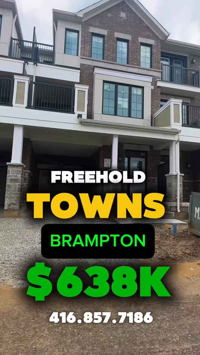 Freehold townhomes in Brampton West from $638K.
Move-in ready and move-in soon options available, perfect for buyers who don’t want to wait years.
3 Bedrooms • 3 Washrooms • 1 Car Garage
Spacious layouts with huge savings compared to current market pricing.
Ideal for first-time homebuyers looking to get into a freehold property at a lower entry point.
Convenient location close to major amenities, plazas, and gas stations.
Very limited units available.
Call me to secure your unit or comment “BRAMPTON” for full details.
Arshdeep Singh
Salesperson at Royal LePage Signature Realty
Call/Text: 416-857-7186
#arshpanesar #tdotpreconca #bramptonrealestate #freeholdtownhomes #firsttimehomebuyergta