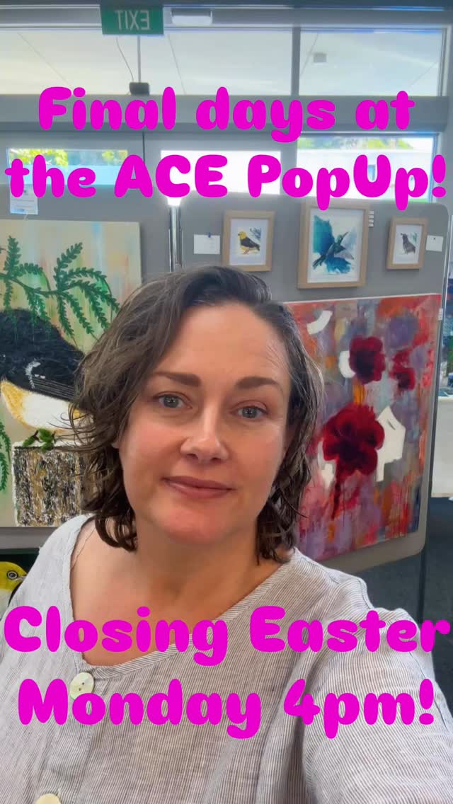 Final days this Easter Weekend at our ACE Pop Up Shop on the Strand, Whakatāne, behind Robert Harris! We are open from Thursday to Monday 10am to 4pm, finishing up on Easter Monday! Come have one last look! #artforsale #artforyourhome #nzartists #ohopebeach #whakatane