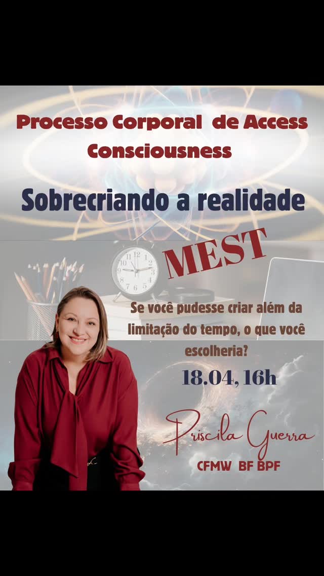 VOCÊ ESTÁ PRONTO PARA SOBRECRIAR O "IMPOSSÍVEL"? ✨
Muitas vezes, tentamos mudar nossas vidas usando as ferramentas da própria limitação: lutando com o tempo, com a falta de dinheiro (matéria) ou com o cansaço (energia).
O processo corporal Sobrecriando a Realidade MEST atua diretamente nas moléculas do seu corpo para dissipar onde você se solidificou para caber nesta realidade.
🚀 O que muda?
Você para de ser uma vítima do tempo e do espaço e passa a ser o arquiteto de uma realidade que funciona para VOCÊ.