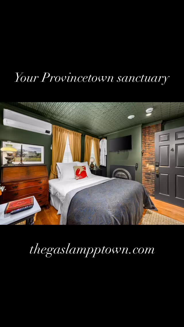 Historic soul meets modern sophistication. From the vintage, intricate, pressed-tin ceilings to the pastoral mural, Room 4 is designed for those who seek a deeper sense of place. It’s more than a stay; it’s a mood. 🕯️✨
Provincetown: Always in Season
#TheGaslampPTown #ProvincetownLuxury #ModernVictorian #BoutiqueStay