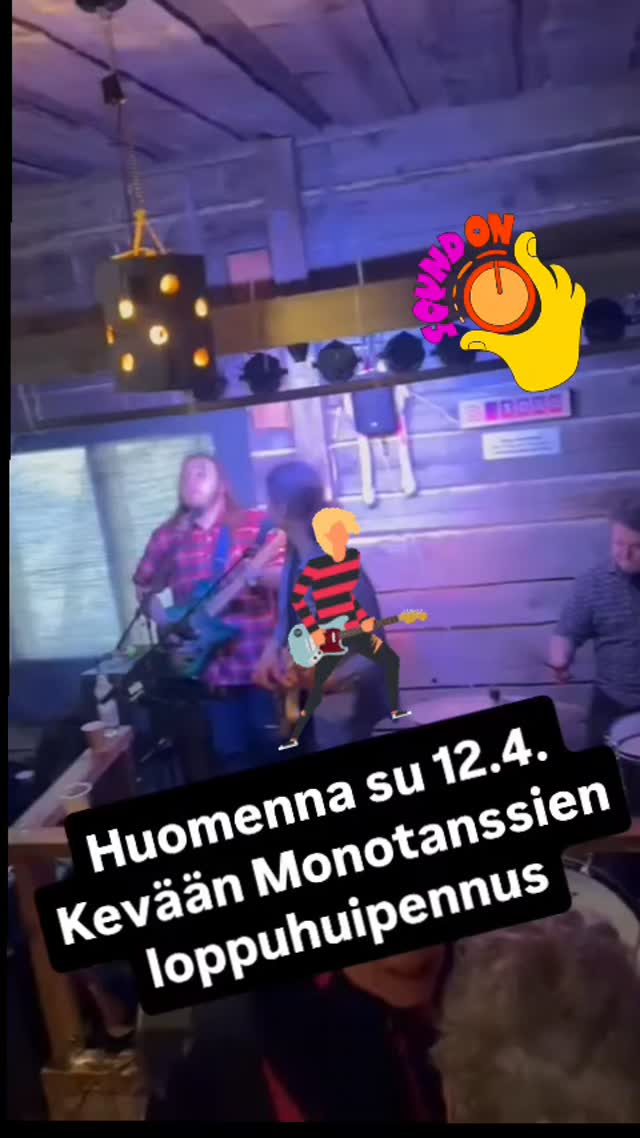 Monotanssien finaali su 12.4!
Mettäbaarissa vedetään täysillä loppuun asti!
Kerran Komeat pistää sellaisen setin, että kyllä lähtee! Livemusasta 14.00-17.00. Luvassa myös yllätyksiä Mettäbaari tyyliin. Tervetuloa! 🍻🔥
All good things come to an end… but not quietly.
The FINAL of Monotanssit – Sunday April 12
Last live music of the season – and we’re going all in.
Kerran Komeat will bring the heat and keep the dancefloor alive till the very end.
If you missed it before – this is your last chance.
If you’ve been there – you already know what’s coming!
One more time, Baby! Be there! 🍻🔥#Saariselkä #mettäbaari #monotanssit