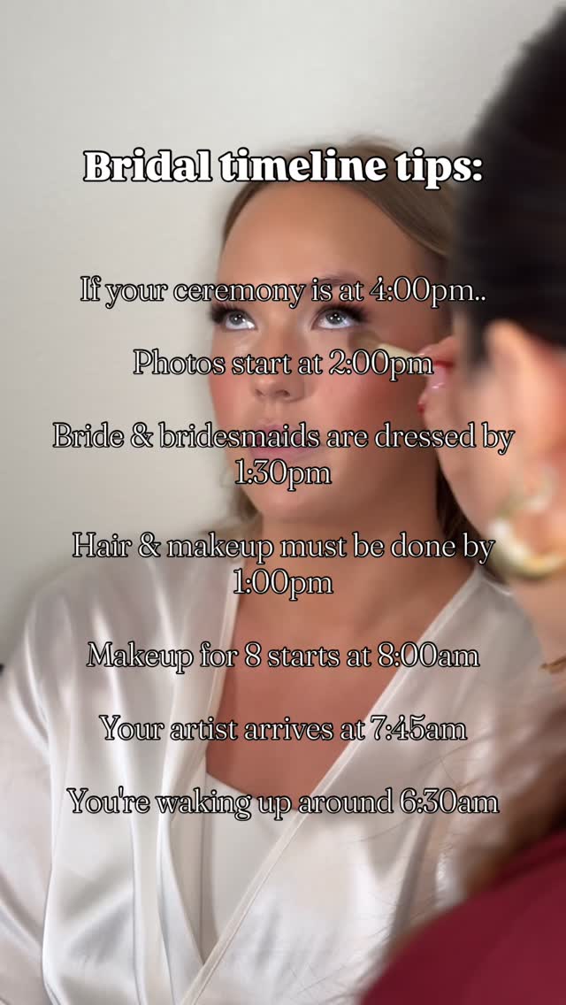 a little food for thought with bridal timelines🤍✨ #bridalhairandmakeup #bridaltimeline #bridaltips #weddingplanning101 #beautybusiness