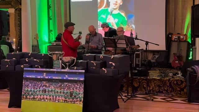 More from the Champions Banquet. The song, “The Ballad of Coláiste Mhuire” was performed by Dick Hogan, Noel Battle and Seamus Kelly, adding a special touch to a brilliant evening celebrating our Leinster and All-Ireland champions. Dick Hogan, (Westmeath Topic Founding Editor), joined the celebrations on the night and it was wonderful to have him there. Noel and Dick have been singing together since they were younger, and this is the first song Dick has penned since the Westmeath All-Ireland Minor win in 1995. 👏👏👏 The song was written by Dick Hogan, was played to the tune of Leo Casey’s Tell Me Sean O’Farrell and was published in the Westmeath Topic a couple of weeks ago.
#positivityprideperformance #westmeathsgreenarmy #balladofcolaistemhuire #communitysupport #westmeathtopic