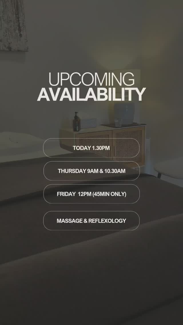 This week's massage and reflexology availability ✨️
If you can't see a suitable time on my booking calendar, send me a message, and I'll try my best to fit you in.
* women only.
#waimauku #kumeu #huapai #muriwai #riverhead