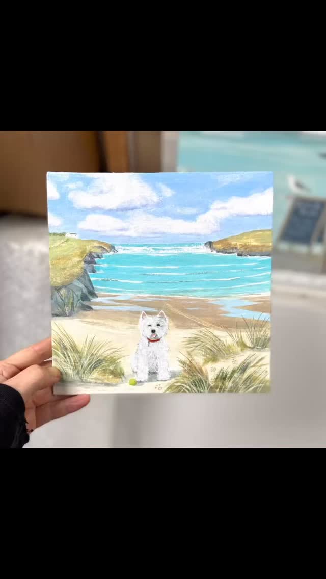 Woffle the Westie 😍 Here’s another recently completed commission of lovely Woffle on her favourite Cornish beach 🩵
Thrilled that she is now also now available as a print from @whistlefish 🐶
.
.
.
.
.
#westie #westielove #artcommissions #cornishart #dogpainting