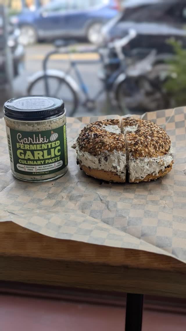 Experience it for yourself at @bernsteinsbagels
•••SPECIAL SCHMEAR•••
SUPER ROSEMARIO GARLAXY Ⓥ
Garliki Herbe fermented garlic, rosemary & roasted mushrooms
Available now through National Garlic Day on Sunday April 19!