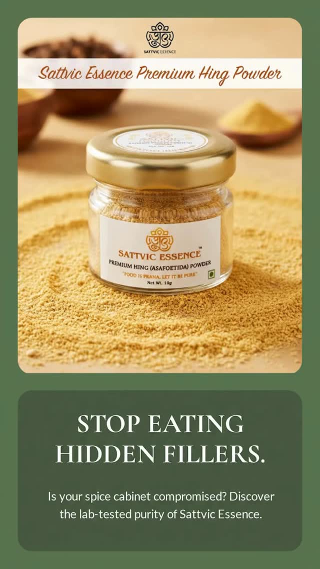 What you add to your food, adds to your family’s life. 🌿
Choose purity. Choose trust.
Sattvic Essence Hing — trusted in homes for its real quality and authentic aroma.
✨ No shortcuts. No adulteration. Just purity.
#SattvicEssence #PureFood #HealthyLiving #Hing #KitchenEssentials CleanEatingIndia AyurvedicLiving