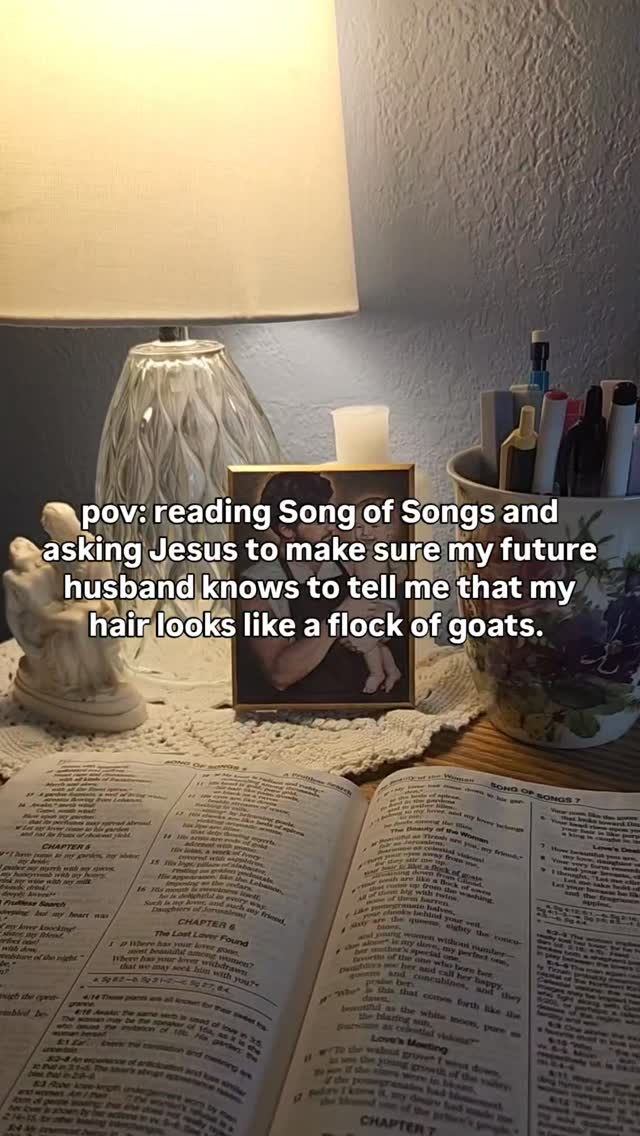 With how often it doesn't cooperate, that's probably a pretty accurate description tbh π
The Song of Songs (sometimes called the Song of Solomon) depicts the love between a bridegroom and His bride and is a beautiful depiction of not only God's relationship with Israel, and now His relationship with the Church, but also the relationship between God and every human soul. He loves you so deeply, so intimately, and this book is just a glimpse of that love. π€
Also- the beautiful image of St. Joseph in the background is from @amberknorrart and you should grab one from her shop!! St. Joseph is my favorite intercessor for my Vocation : )
#catholic #christian #church #dating #fyp