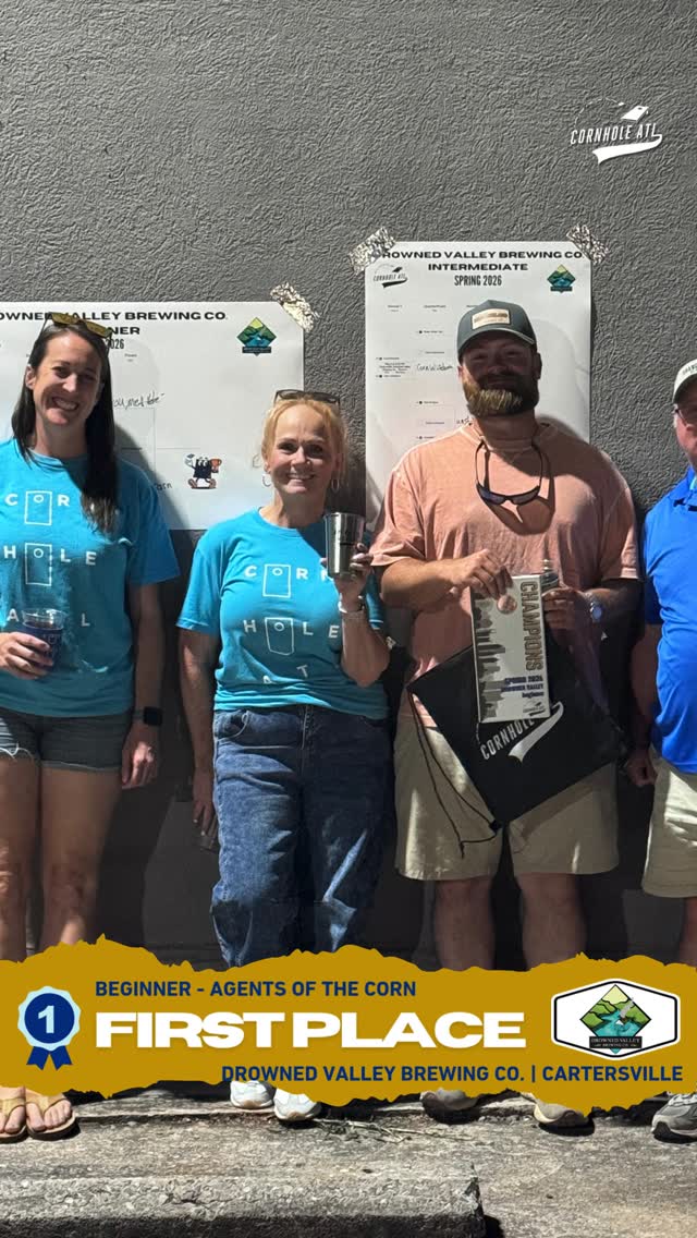 🌽Spring 2026 Playoff Results Part 4🌽
📍 @oldtownlilburnga
(Beg) 🏆 Corn Baggers 🥈 The Hole Enchilada
(Int) 🏆 Heavy Falk 🥈 Awkward Knuckles
(Adv) 🏆 DEFCORN 1 🥈 Straight Cornhole, No Chaser
📍 @drownedvalleybrewingco
(Beg) 🏆 Agents of the Corn 🥈 You, Me, & the Hole
(Int) 🏆 Reap What You Throw 🥈 Baggin and Braggin
(Adv) 🏆 Elrod’s Hangout 🥈 Off in the Woods
📍 @newrealm_atl
(Beg) 🏆 Corn Studs 🥈 Hole Patrol
(Int) 🏆 Just Throw It In The Bag 🥈 All In
(Adv) 🏆 Moore Bags 🥈 Highlanders
📍 @nofocleveland
(Beg) 🏆 Game of Throws 🥈 Turning Corn into Shine
(Int) 🏆 CornHub 🥈 Johnny and June
📍 @reformation_canton (Mon)
(Beg) 🏆 Greene Law 🥈 Cornspiracy Theorists
(Int) 🏆 T & A 🥈 Thunder Shucked
(Int+) 🏆 The Real Cornholio 🥈 Cornhole Busters
(Adv) 🏆 For Fox Sake 🥈 And That’s Why We Drink
📍 @vickeryvillageshops
(Beg) 🏆 Cornho Baggins 🥈 Here for the Beer
(Int) 🏆 The Corn Hosers 🥈 H.T.F.B
(Int+) 🏆 Slide It In 🥈 Ful Nutt
(Adv) 🏆 Tonight Tonight 🥈 Damage Control