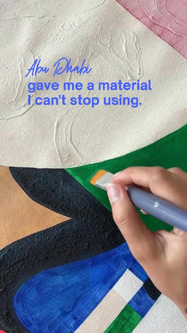 Abu Dhabi gave me a material I can’t stop using.
I use it because it changes the physical presence of a painting. It adds weight where geometry might become too clean. It slows the eye down. It invites a more embodied response to the surface.
Before I moved to Abu Dhabi, I would never have thought of using sand on a canvas. It’s one of the things I love most about changing places — a new environment opens doors to materials, colours, and gestures you didn’t know you were looking for. The Gulf did that for me. The desert did that for me. I started adding sand almost by accident, and I haven’t stopped since.
Some materials stay with you because they carry a place.
.
.
#intuitivegeometry #sandtexture #abstractart #abudhabiart #artprocess