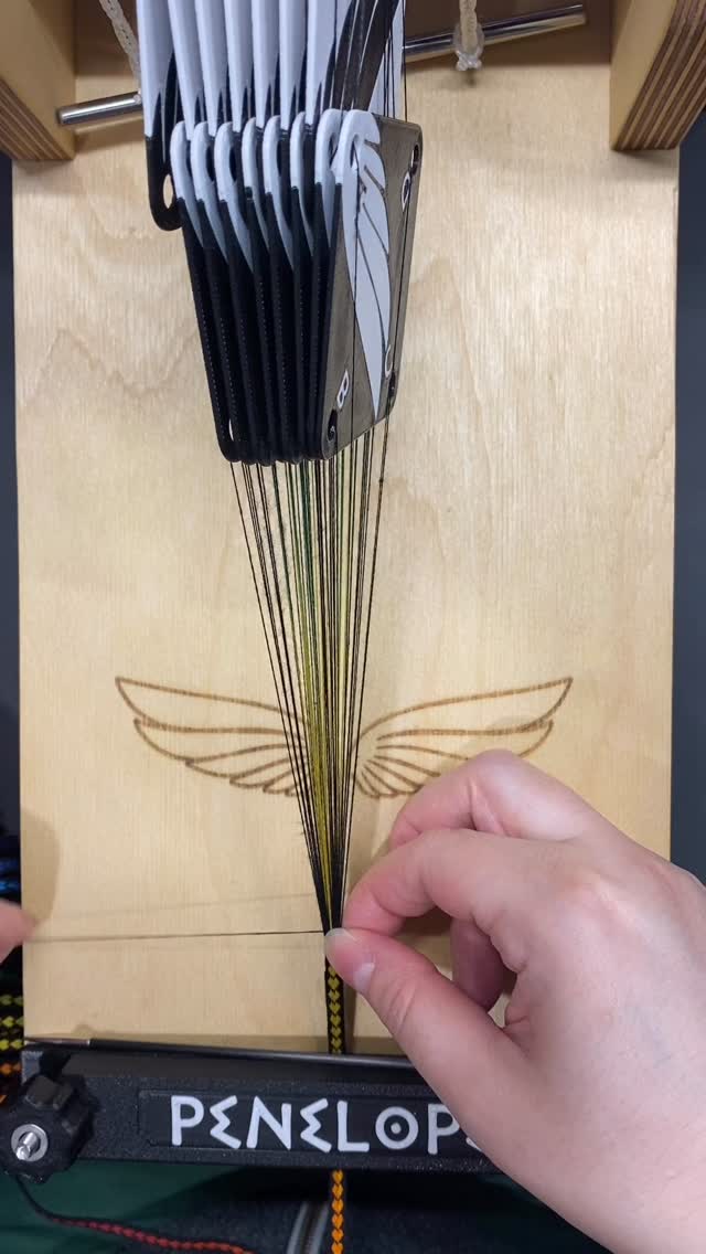 I’ve been weaving a little bit here and there on my Silk Rainbow Hearts project on Penelope. This is such a fun project and quite different from the other tablet woven projects I’ve done.
This pattern is an idling pack pattern so for each pick only half of the cards are turned (odd or even) and it’s also not twist neutral so when enough twist has built up I need to loosen the warp to push the twist back. I usually have to do this 3-4 times before I have to loosen the warp and pull it forward to progress to the next section of the warp to work on. Having the warp secured via the back clamp makes it very easy to remove the excess twist that accumulates.
There are a wide variety of ways to secure your warp for this type of set up for a non twist neutral pattern. I prefer to use these weighted bobbins that I have on a rod secured on either side to prevent them from falling off the rod. I place the rod of bobbins under the back of the loom to give the loom a bit of tilt.
Pattern draft can be found in my profile link.
Rainbow Silk was dyed by @hookandshuttle
Penelope is by @daedalusspinningwheels
Belt Shuttle is by @jeribrock
Video is 3 times speed
#tabletweaversofinstagram #tabletweaving #daedaluspenelopeloom #weaversofınstagram #weavingrainbows