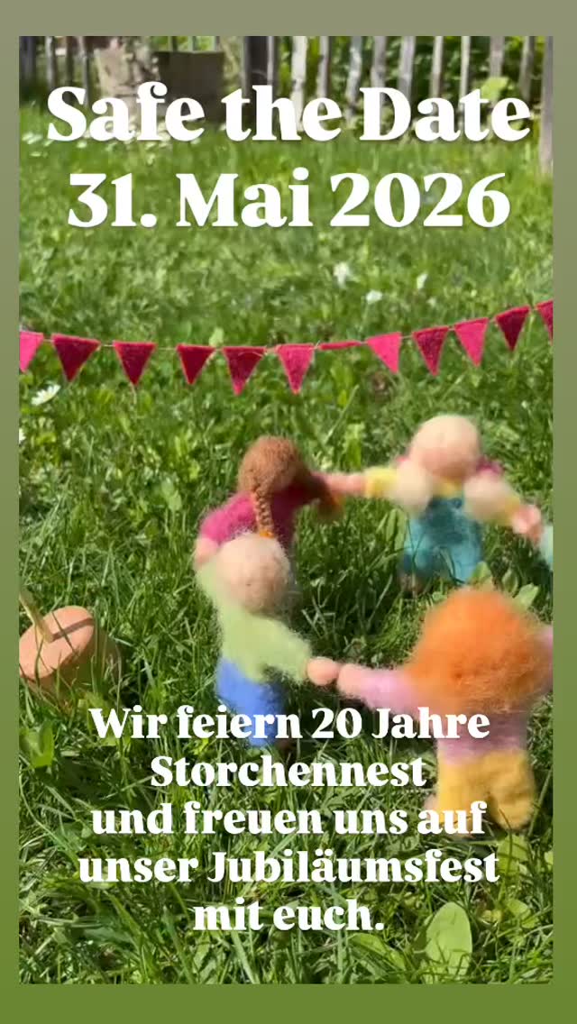 Safe the Day
31. Mai 2026
Wir feiern 20 Jahre Storchennest und freuen uns auf unser Jubiläumsfest mit euch. Weitere Infos folgen.
#20jahrejubiläum #freiesspiel #kinder #spielen