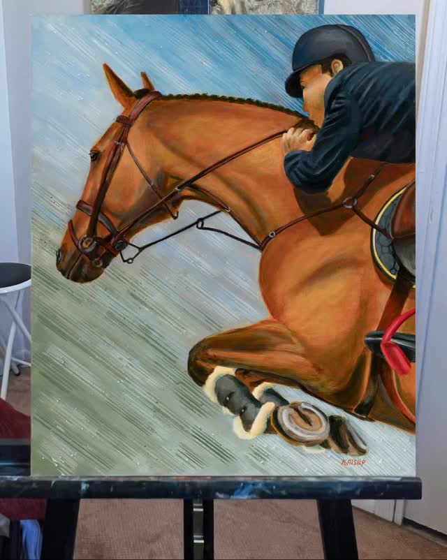 Clearing Fate
“Clearing Fate” is a 20” x 24” acrylic painting that captures the powerful, suspended moment of a horse and rider clearing an obstacle mid-jump.
This piece is deeply personal, inspired by my own experience with show jumping while growing up. It evokes the adrenaline, focus, and connection I remember from those moments in the arena. Through this painting, I aim for not just the image of the sport, but the emotion and memory tied to it.
Original and/or prints of any size available for purchase. See website link in my bio.
#equestrianart #equestrianartist #horseart #showjumping #englishriding