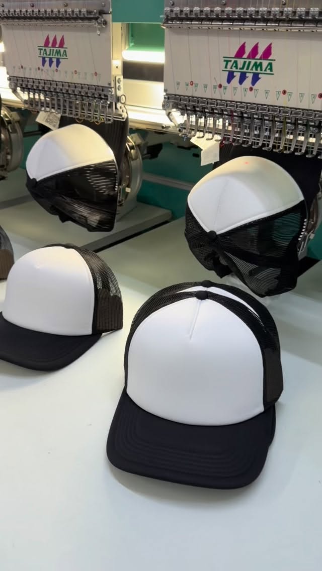 B/W foam caps embroidered by the team
#embroidery #caps #headwear #hats #branding
