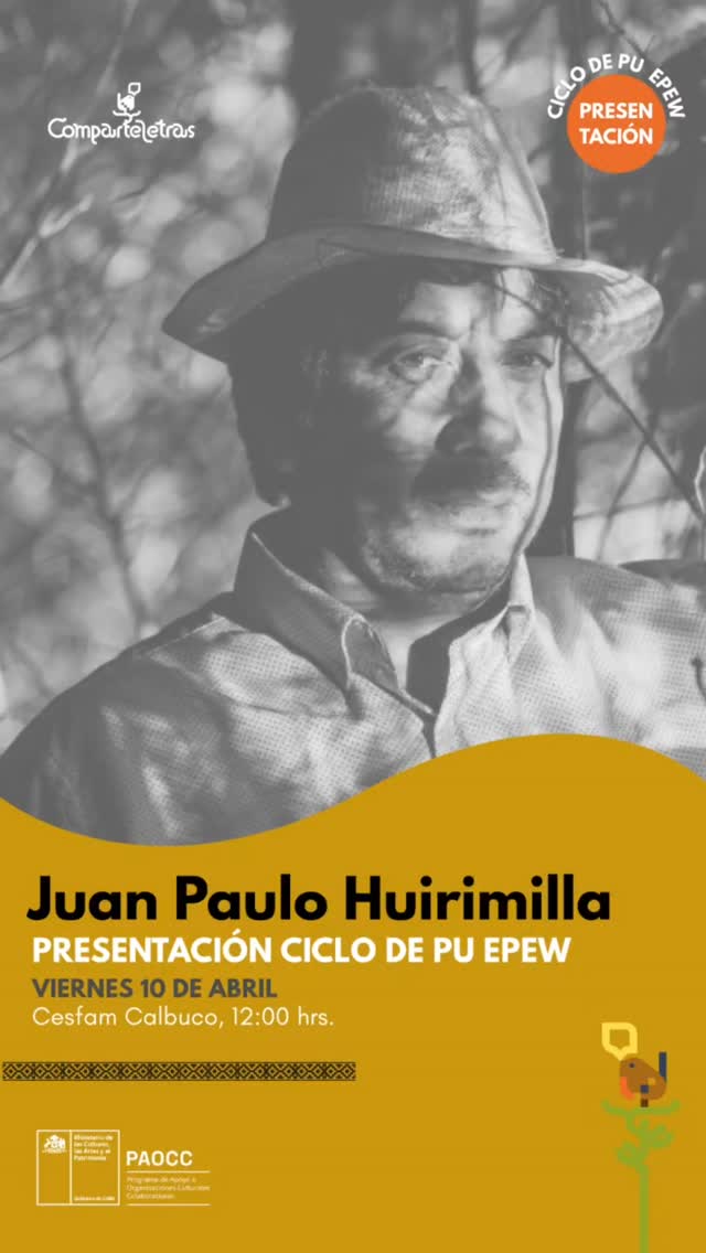 Como parte del Ciclo de PU EPEW, este viernes se presentó en el Cesfam de Calbuco, el escritor y poeta calbucano Juan Paulo Huirimilla, una de las voces destacadas de la poesía mapuche contemporánea. Durante el encuentro, el autor compartió sus reflexiones en torno a la escritura, la memoria y el territorio. Agradecimientos a Cesfam Calbuco y a la Oficina de Asuntos Indígenas de Calbuco.