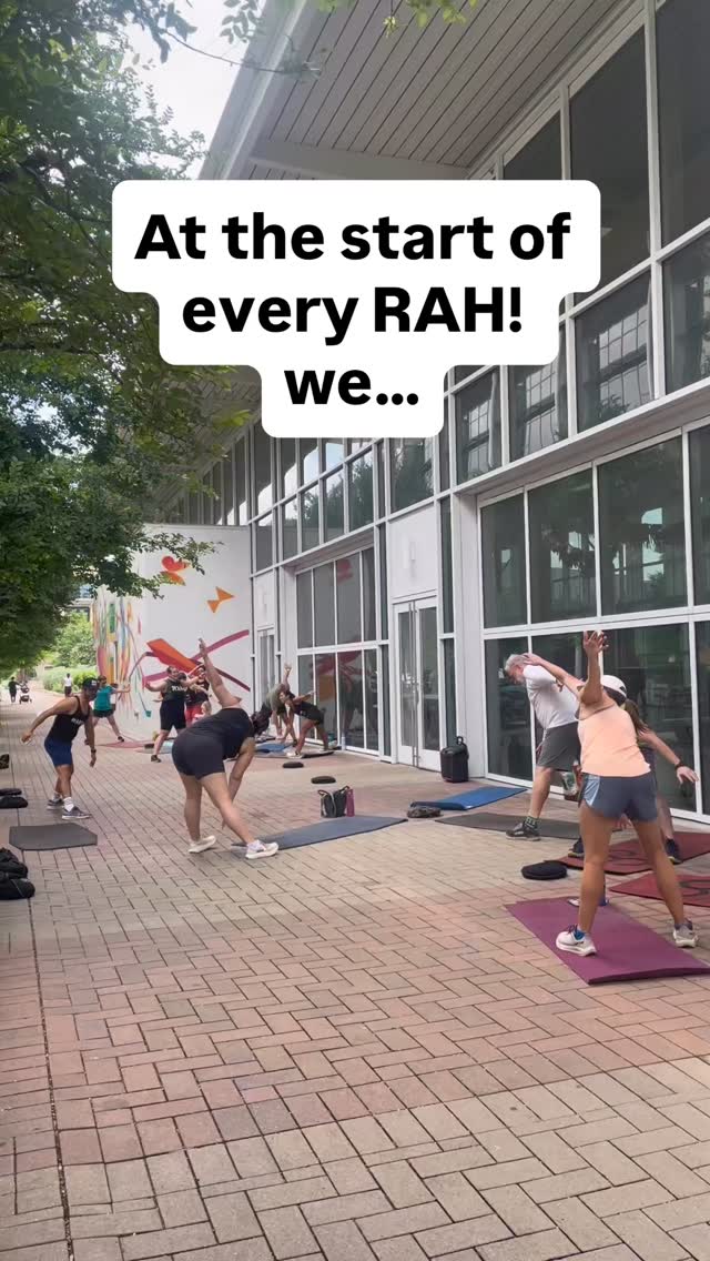 Every RAH! starts first with Mobility & Movement Prep (eg windmills) followed by a 50% warm up lap (walking or light jogging). And of course a high five or two ๐๐ฝ๐ซต๐ฝ๐๐ฝ.