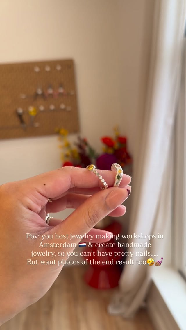 No pretty nails, just pretty jewelry ⚒️⚒️💍 Join a workshop in Amsterdam if you also like to be crafty🇳🇱 #amsterdamguide #workshop #handmadejewelry