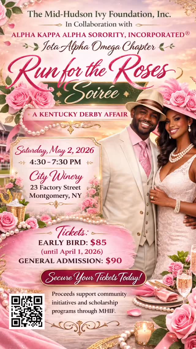 The countdown is on for the Mid-Hudson Ivy Foundation's Run for the Roses: Kentucky Derby Affair....tickets are still available.
Join us for an unforgettable evening of elegance, style, and celebration. Don your best derby attire and get ready for a fun afternoon of fellowship and purpose. 💕💚🌸
✨The link is available in our bio. ✨
#alphakappaalphasororityincorporated
#midhudsonivyfoundation
#iotaalphaomega
#kentuckyderbyaffair