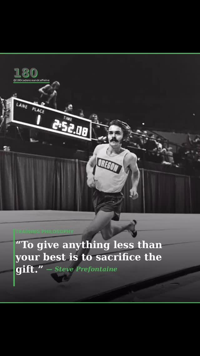 Steve Prefontaine was one part Steve McQueen and one part Shakespearean tragedy. He was the rock star of running, a brash, icon who transformed track and field into a spectator sport. Driven by a philosophy that “to give anything less than your best is to sacrifice the gift,” he famously rejected cautious tactics in favor of a fearless, front-running style that dared anyone to keep up with his “suicide pace.”
Bill Bowerman who built his program around the hard/easy method — alternating days of intense effort with genuine recovery. Studied each athlete individually and assigned workouts accordingly, tailoring stress rather than applying a one-size-fits-all system. Prefontaine’s exceptional physiology allowed him to train hard - Tuesdays, Thursdays, and Saturdays were hard days; the other days were easy. A typical hard week included sessions like 3×1 mile at 4:24–4:20 pace with 800m jog recovery, followed immediately by 18×300m, with only 100m jog between reps — densely structured, speed-specific work with minimal recovery.
Prefontaine’s Race philosophy was front-running aggression — he didn’t wait for others to kick. He went to the front and dared the field to follow, banking on his superior aerobic capacity to hold pace no one else could sustain for the entire race.
Tragically “Pre” died in an alcohol induced MVC and despite being at the top of the track world when he passed we will never know how great he could have been. At the time of death he had several American outdoor track records and despite his early demise had an unbelievable career. He won 4 consecutive NCAA 3-mile championships (1970–1973) and 3 consecutive NCAA Cross Country titles (1970–1972). RIP Pre
#training #running #trackandfield #getfit #getafterit
