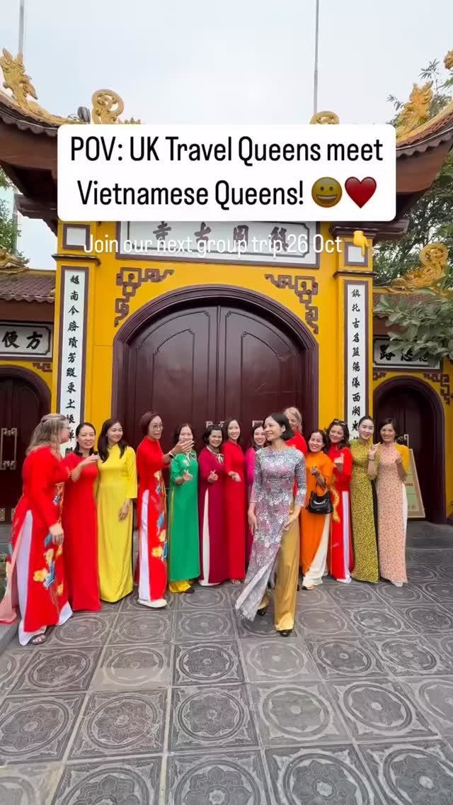 Our last Vietnam Travel Queens causing a stir in Hanoi 😁❤️🇻🇳
Day 2 of our women only group Vietnam & Cambodia trip is a Hanoi city tour to temples and pagodas and the chance to dress up like a Vietnamese lady in traditional ao dai dress… which goes down a storm with the local ladies! 😀❤️
Who’s joining us on our next Vietnam & Cambodia Adventure on 26 October? 🙋♀️
I’m only doing the one trip here this year and due to having other new trips lined up for next year (and there only being so many I can physically run!), I won’t be doing this trip next year… so this is your last chance to come with us to Vietnam & Cambodia before at least 2028, possibly longer!
Head to the Travel Queen website for our full itinerary and all the info - there’s a link in my profile and stories 👉
If you’re just finding us, hi! 👋 I’m Mel, (I’m behind the camera filming this 😁) and I own Travel Queen; a super personal group tour operator creating carefully crafted adventures for women, with lots of special little touches, gorgeous accommodation and hidden gems; perfect for the solo female traveller who wants to enjoy it all with the company of likeminded women and a group leader (me!) to take care of everything 😊
Follow me for more updates from this tour, all our others and loads of solo female / group travel and woman power inspiration! 😁🌍🙌
#sofetravel #solofemaletravel #grouptravel #womanpower #pov