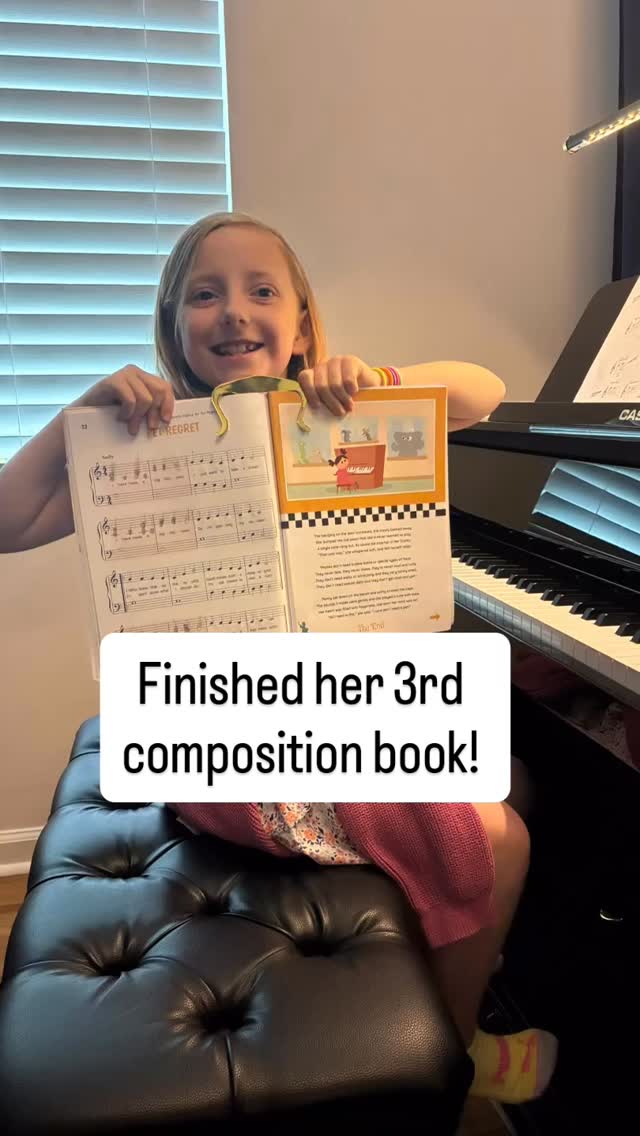 Congratulations Charlotte! Charlotte has consistently worked through her composition book and created several pieces with guidance. We’ll be moving on to a bit more free form book now since she enjoys composition so much!
#youngcomposer #pianolessons #violinlessons #yeahthatgreenville #composition