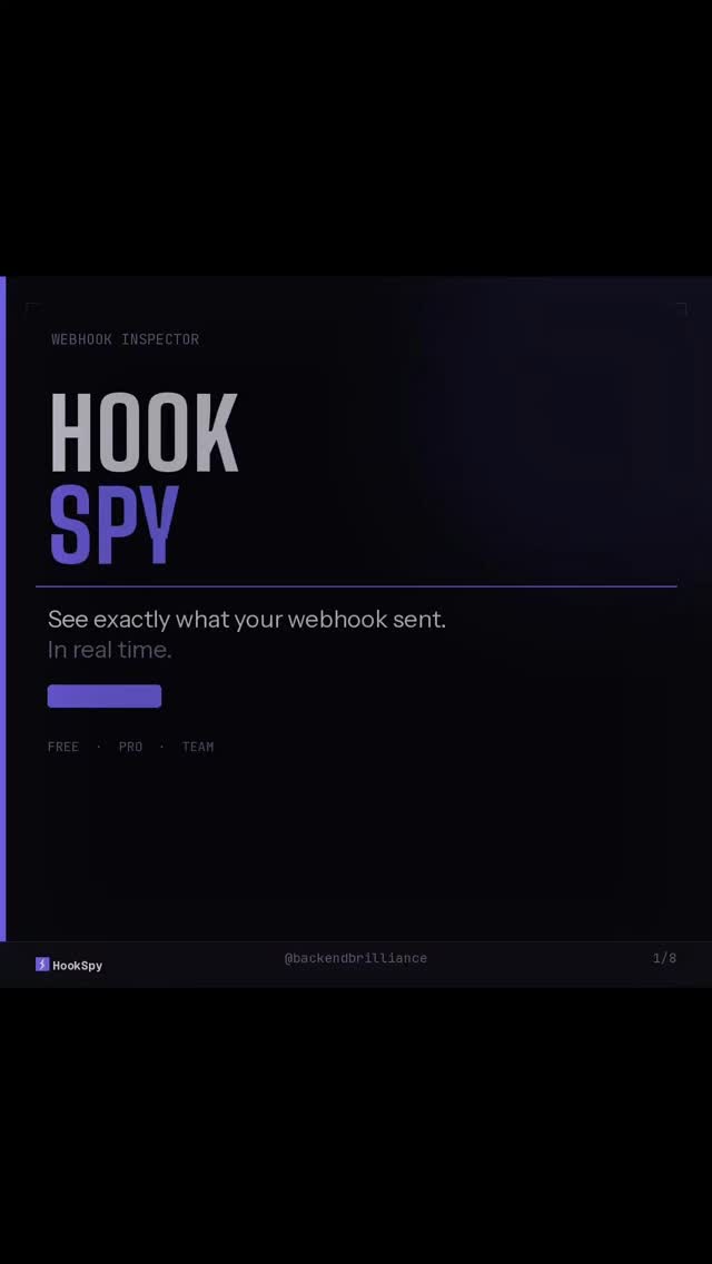 https://hookspy.in
Promotional post on something I built and moved to production for end-users.
You capture request API, replay it or export.
Very useful when integrating with any third party tool to under the payload data, replay to any other application endpoint, export the data as well.
Tier based plan strategy, and Free tier will have 1 endpoint which is always free for you to try.
#hookspy #product #promotion #kafka #backendbrilliance