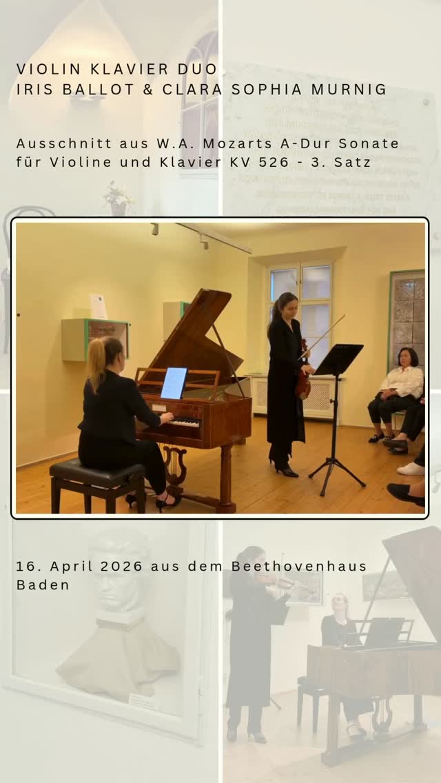 Vergangenen Donnerstag im Beethovenhaus Baden: ein kurzer Moment aus dem 3. Satz der Mozart-Sonate mit @irisballot 🎻✨
… auf dem historischen Conrad Graf Flügel.
@beethovenhausbaden
#violinpiano #violinpianoduo #conradgrafpiano #beethovenhausbaden #pianistsofinstagram