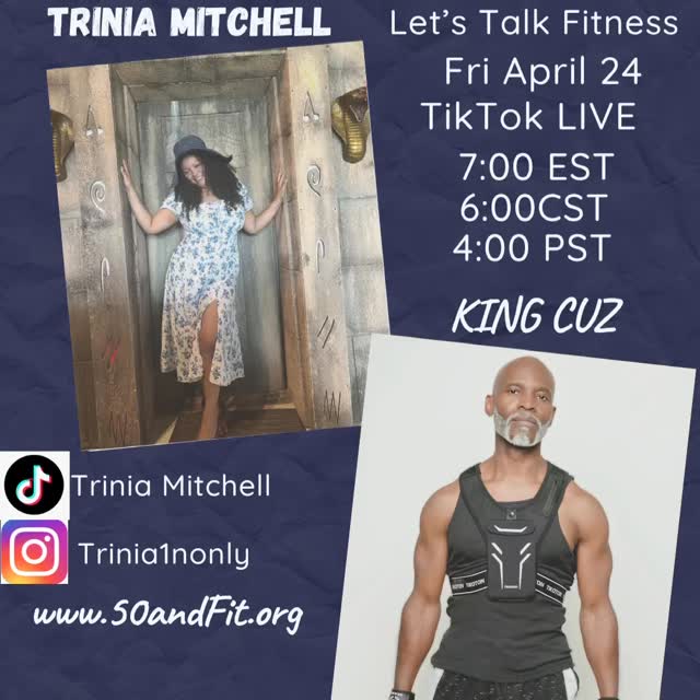 Join us would you? Let’s talk fitness with the amazing Trinia as we discuss her fitness journey and tips to stay in the game! #fitness #workout #fit #fitnessmotivation #wellness www.50andFit.org
