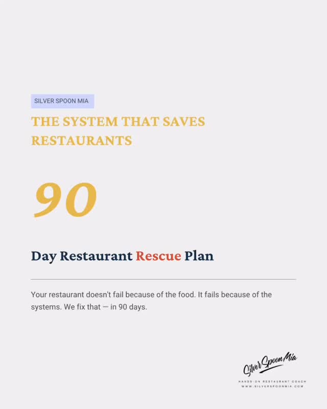 You didn’t open a restaurant to stare at a P&L that doesn’t make sense.
But here you are.
Busy every weekend.
Comp’d too many plates.
Payroll hits and you hold your breath.
The chef’s solid. The reviews are good.
And somehow — somehow — there’s still nothing left at the end of the month.
I’ve seen this exact situation in over 100 Miami restaurants.
It’s not bad luck. It’s not the economy.
It’s the systems. Or the lack of them.
Food cost leaking 4–6% above where it should be.
Scheduling built on gut feeling instead of revenue data.
A POS system full of answers nobody’s asking for.
That’s the real problem. And it’s fixable.
In 90 days.
We built the 90-Day Restaurant Rescue Plan specifically for independent Miami operators doing $500K–$5M who know their concept is strong — but the business isn’t running the way it should.
3 phases. Zero fluff. Measurable results before Day 30.
Swipe through the full plan →
Then DM me the word RESCUE.
I’ll personally run a Free Profit Diagnostic on your operation — 60 minutes, no pitch, no obligation. Just a clear look at where your money is going and exactly what to do about it.
Your restaurant deserves an operation that matches the food.
Let’s build it.
— Al | Silver Spoon Mia