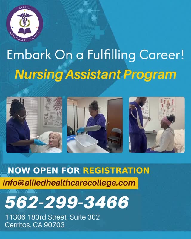 🌟 Embark on a Rewarding Career! 🌟
Embark on a rewarding career! Enroll in our Nursing Assistant Program at Allied Healthcare College and take the first step toward a meaningful healthcare career!
✔️ Real-World Patient Care Experience�✔️ Career-Ready in Only 6 Weeks�✔️ Direct Path to Healthcare Employment
⏳ Now Open for Registration!
📩 Contact us today: alliedhealthcarecollege@gmail.com
#AlliedHealthcareCollege #NursingAssistant #nurseassistant #certifiednursingassistant #nowenrolling
