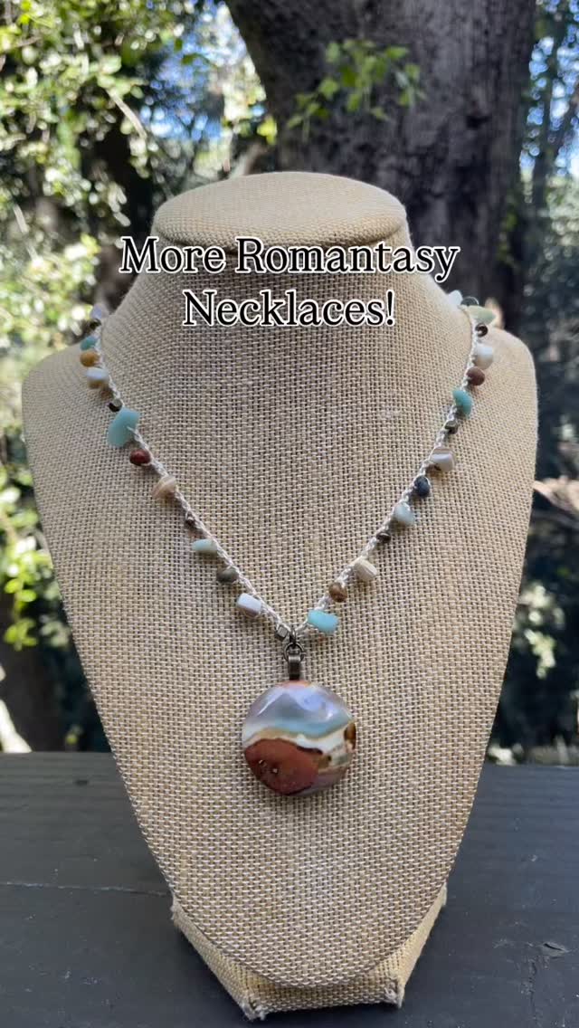 More hand crocheted Romantasy Necklaces! #handmadejewelry #necklace #jewelry #semipreciousstonejewelry #supportlocalartists