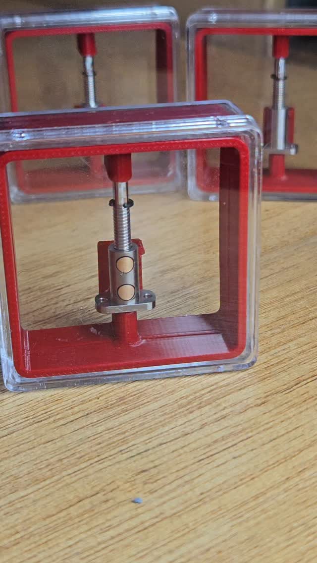 One of the hallmarks of good transmission efficiency in a ballscrew, is the nuts ability to fall under its own weight.
This is a set of ballscrews we've recently made at NH Micro- 3mm in diameter, with a focus on lowest possible starting torque, and lowest running friction (highest transmission efficiency).
Could do this for hours!
Josh