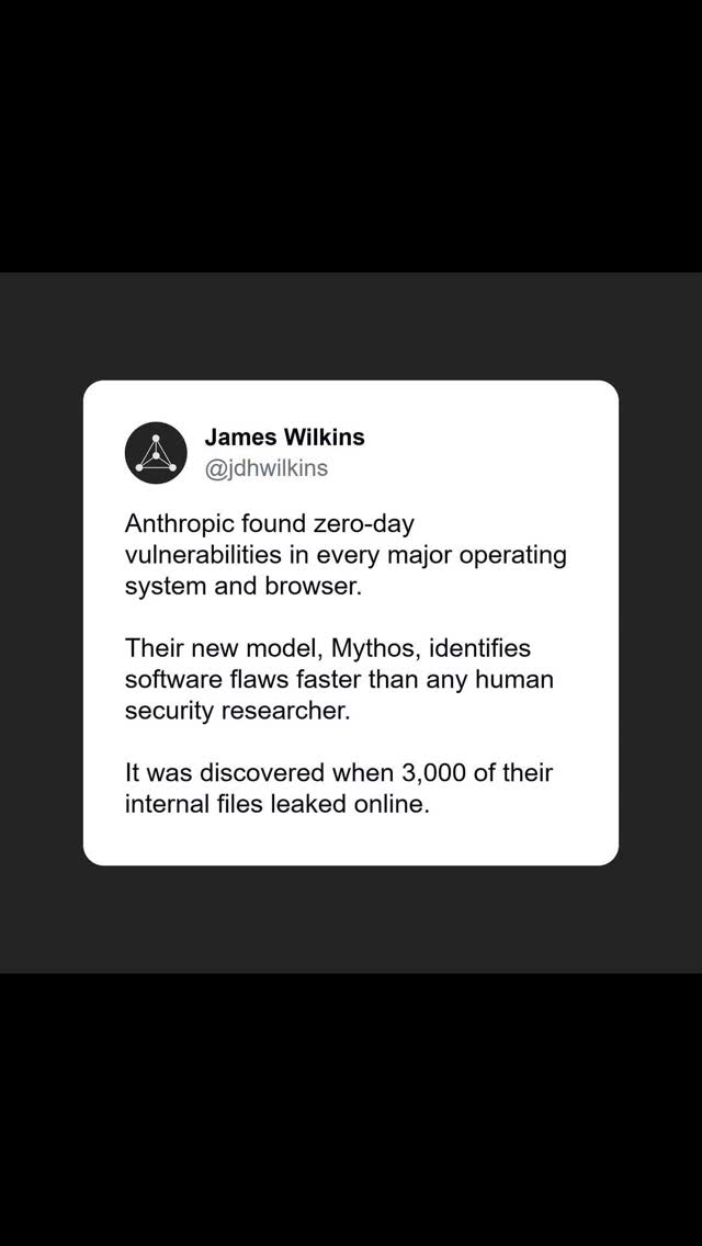 Anthropic found zero-day vulnerabilities in every major operating system.
Their new AI model, #Mythos, identifies software flaws faster than any human security researcher. Twelve companies, including AWS, Apple, Cisco, Google and Microsoft, have joined #ProjectGlasswing, committing $100 million in model usage credits and $4 million in open-source donations. The strategy is to deploy the tool defensively before adversaries get access to the same capability.
Read more at the link in my bio