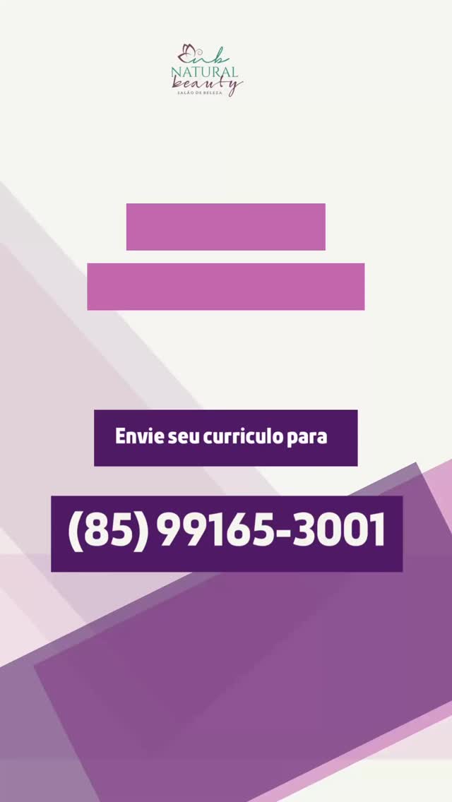 Estamos contratando
RECEPCIONISTA com experiência!
Para se candidatar, envie seu currículo para o WhatsApp:
(85) 99165-3001
#vagadeemprego #recepcionista