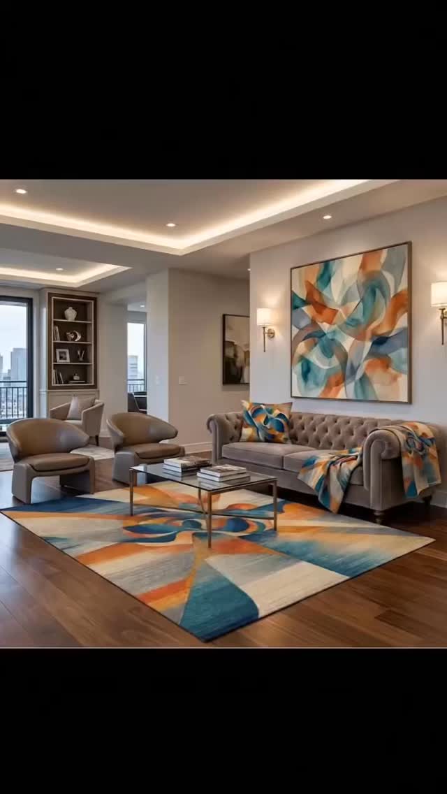 Turn your space into a modern masterpiece with the Legacy Motion Abstract Area Rug ✨ Warm earth tones, deep blues, and layered geometric flow for bold visual energy. Soft polyester chenille feels luxurious underfoot while staying durable for everyday living. Available in several sizes. Link in Bio #HomeDecor #RugStyle #InteriorDesign #ModernRug #BeIkeConicShop