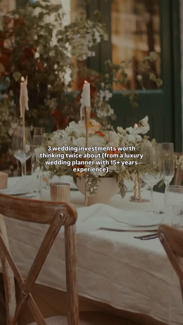 Read this before you book…
I love a good wedding design as much as the next planner, but after planning and supporting so many beautifully designed weddings, there are a few investments that are worth considering before you commit:
1. Over-the-top wedding favours
Wedding favours can look beautiful styled on the tables, but many are left behind or forgotten once the day moves on. Instead, consider one elevated, meaningful touch such as a beautifully curated edible favour, a charitable donation in guests’ names, or a single high-impact shared gesture that feels intentional rather than excessive.
2. Booking too many entertainment options across the day
Multiple musicians, roaming performers, magicians, sketch artists, photobooths - each one sounds exciting on its own, but together they can fragment the atmosphere and pull guests away from the heart of your celebration. Instead, choose one or two entertainment elements that genuinely reflect your style as a couple and enhance the energy of the day, rather than dispersing it.
3. Overusing statement styling without a clear design flow
Statement pieces and oversized installations absolutely have their place, but the impact is strongest when they’re used intentionally rather than repeatedly. Instead of creating multiple separate “wow” moments, focus on one or two key installations and consider how they can work harder across the day. For example, a floral ceremony arch can be repositioned behind your top table for the wedding breakfast, giving continuity to your design and maximising your investment.
If you’re planning your wedding and would like help making confident design and budget decisions that actually elevate your day, follow along for more practical, honest wedding planning advice 🤍