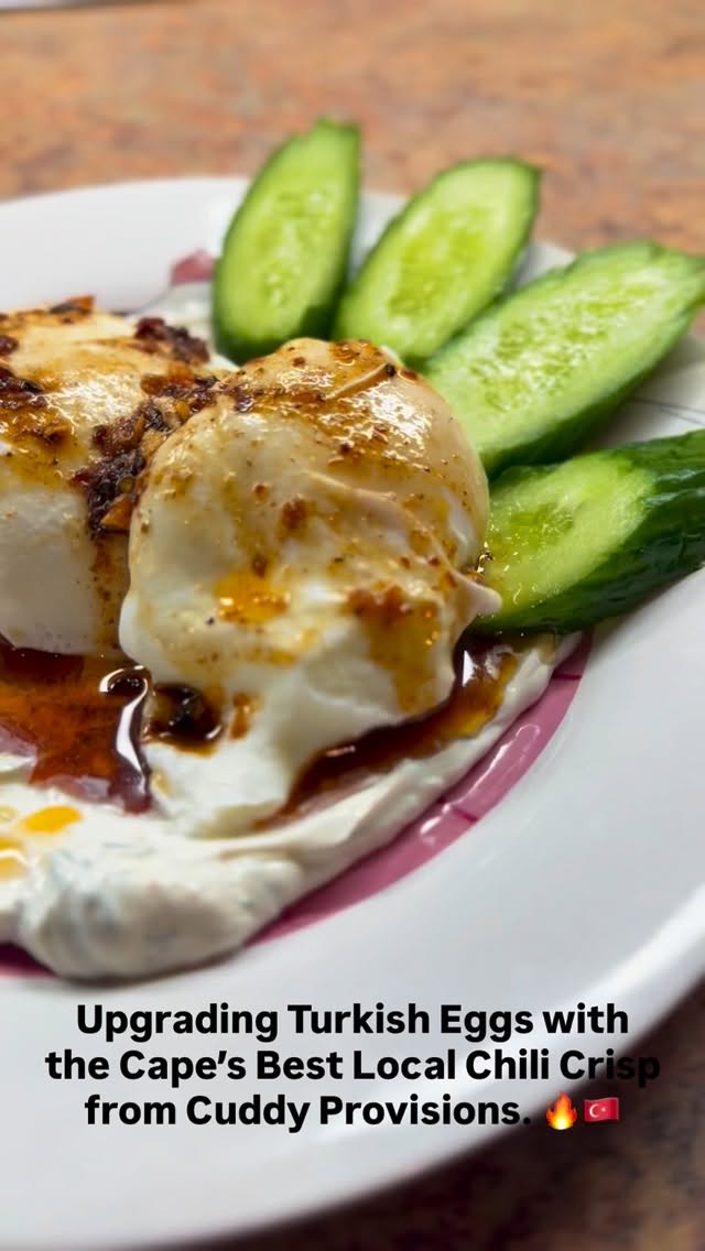 Çılbır, but make it local. 🇹🇷↔️🇺🇸 Made this morning with a jar of chili crisp from @cuddyprovisions. There’s something special about supporting local makers, especially when they bring this much flavor. If you haven’t tried Turkish eggs yet, consider this your sign to start—and don’t skimp on the local spice! #SupportLocal #LocalMakers #ChiliCrisp #turkisheggsrecipe #TheGaslampPTown