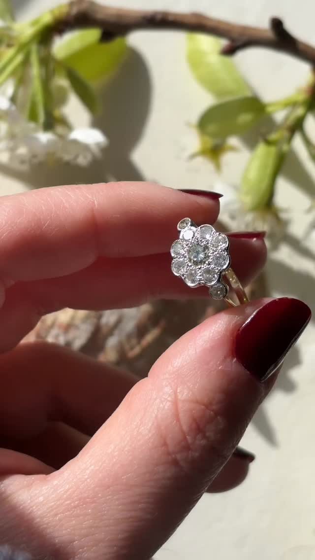 A little light, caught in bloom.
This 1970s diamond cluster centres on a softly tinted yellow stone, its warmth set against a halo of brilliant cuts that scatter light with every movement. Crafted in 18ct gold with a platinum setting, it nods to earlier Edwardian florals while holding onto the confidence and security of twentieth century design.
An engagement ring, or simply a piece to mark something worth remembering. Now 10% off on Terrou.com ♥️
.
#vintagediamondring #antiquejewellery #diamondcluster #engagementring #terroustyle