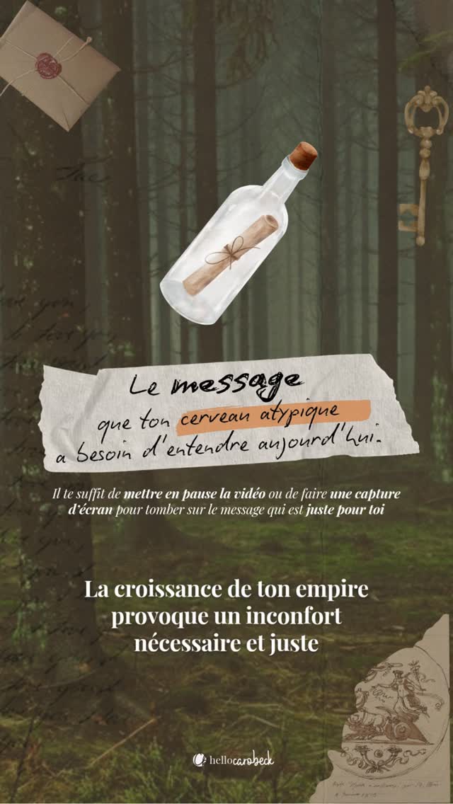 Le message exact que ta conscience de Bâtisseuse NeuroAtypique réclame d'entendre aujourd'hui. 🌸
La croissance de ton empire provoque parfois un inconfort profond, exactement comme la pluie d'avril sur la graine.
Ton cerveau en arborescence traite des milliers de données à la seconde.
Cette intensité créative exige un ancrage clair pour maintenir ton cap.
Mets cette vidéo sur pause ou prends une capture d'écran pour découvrir ta directive du jour.
Respire profondément. Fige l'image. L'affirmation affichée correspond exactement à ta réalité de l'instant.
Partage ton message en commentaire ! 👇
Publie ce Reel dans ta story pour offrir cet ancrage aux autres Patronnes de ton réseau.
Chaque femme qui assume sa puissance ouvre la voie pour les autres.
Si tu me découvres grâce à ce post, je suis Caroline Beck, Mentore d'affaires et Architecte Business. Je transforme le chaos créatif des dirigeantes atypiques en une structure d'entreprise souveraine et hautement rentable.