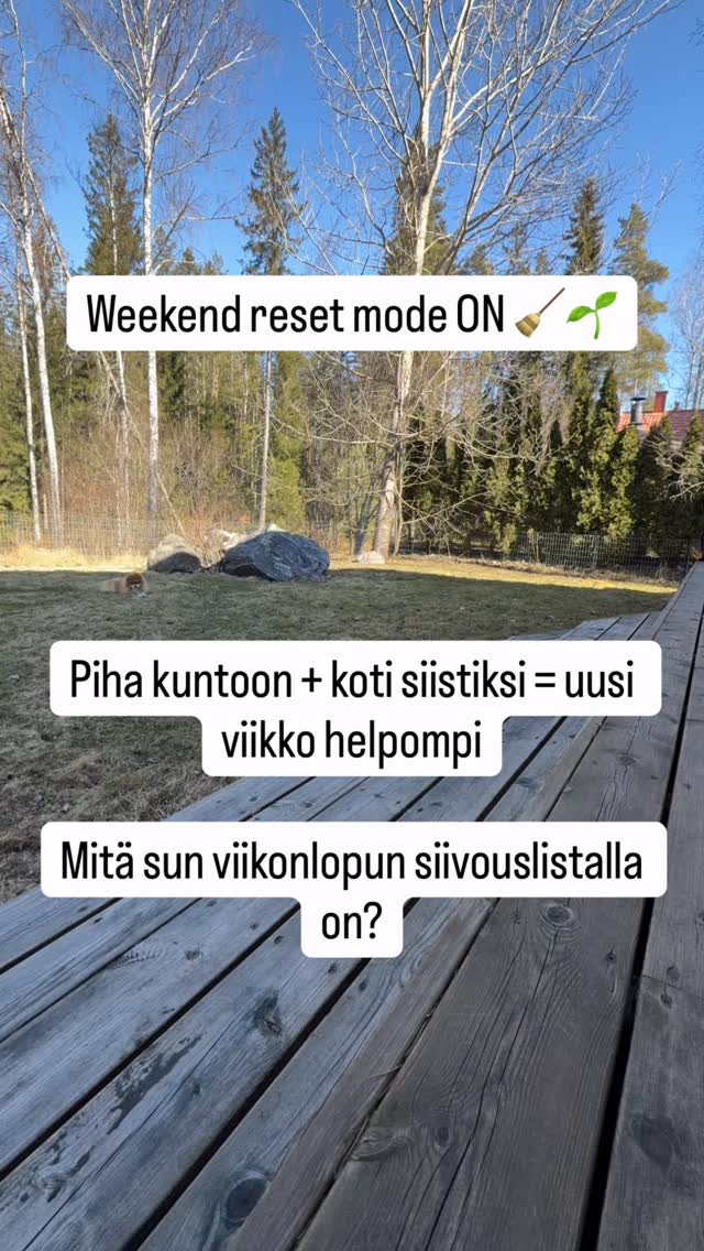 Weekend reset 🌿🧼
Ulkohommat kuntoon → koti tuntuu heti raikkaammalta ✨
✔️ Piha siistiksi
✔️ Terassi puhtaaksi
✔️ Roskat & kierrätys
✔️ Matot tuulettumaan
✔️ Nopea kodin siivous
✔️ Lakanat vaihtoon
Pienet jutut, iso vaikutus 💛
Uusi viikko alkaa aina vähän kevyemmin näin.
Mitä sun viikonlopun to do -listalla?
#kotisiivous #siivous #viikonloppu #sivex
