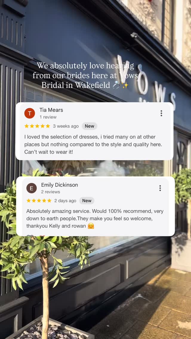 We absolutely love hearing from our brides here at Vows Bridal in Wakefield 💍✨
Your kind words mean the world to us and help future brides find their dream experience too. If you’ve loved your time with us, we’d be so grateful if you could leave us a little review — it truly makes all the difference 🤍
#VowsBridal #WakefieldBridal #YorkshireBrides #SayYesToTheDress #BridalExperience WeddingDressShopping UKBrides