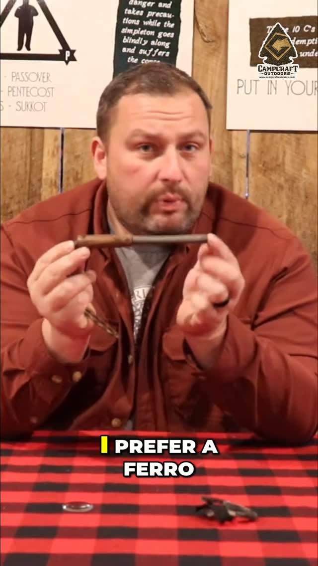 Thinking about building a campfire? Here's a pro tip from the experts: bigger ferro rods mean bigger sparks (we're talking 3000 degrees!). Get that fire going, even with damp wood. What's your go-to fire starter? #CampfireTips #FerroRod #Bushcraft #OutdoorSkills #FireStarting #CampingHacks #GetOutside #WildernessCulture