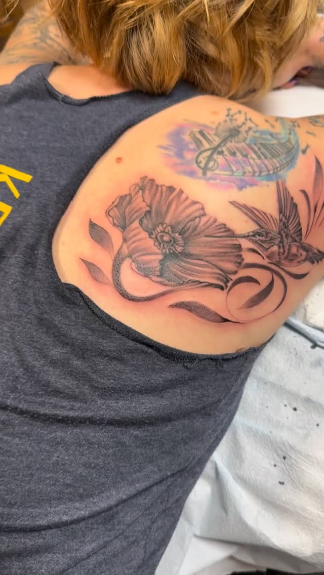 Some shoulder action added to sleeve. Enjoy ๐ #btkink #genevany #billythekidmeyers #awardwinning #inkmaster