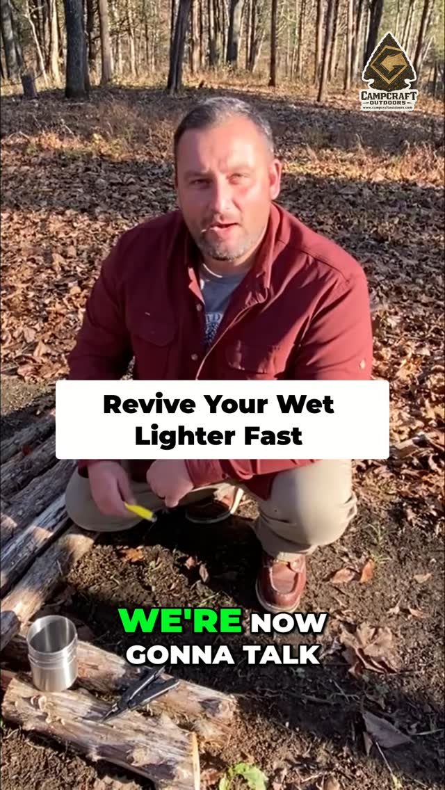 Wet lighter got you down? Don't toss it! A few flicks, a quick rub on your thigh, and BAM – fire! Turns out, even damp flint has sparks. Who knew? #lighterhack #campingtips #outdoorskills #firestarter #bushcraft #adventuregear #survivalhacks #campcraft #getoutside