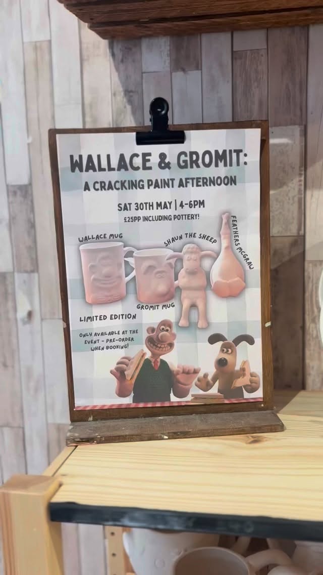 These are the pieces you can choose from at our Wallace & Gromit Cracking Paint Afternoon 🐶🧀✨
Stock is very limited and pre-ordered when you book, so it’s first come first served… and some are already going 👀
📅 Saturday 30th May
⏰ 4–6pm
👨👩👧 All ages welcome
Non-painter tickets available too if you just want to come along and soak it all in 🫶 (one non-painter per table please!)
Book online now to secure your spot (and your piece!) 🎟️
Don’t wait on this one… once they’re gone, they’re gone 🐶🧀
#WallaceAndGromit #PotteryPainting #HalfTermActivities #FamilyFunUK #ThingsToDoDevon
