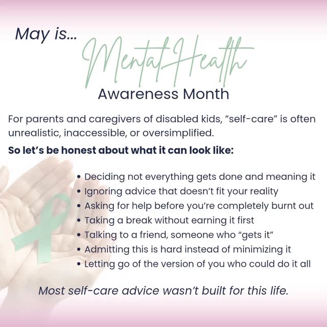 Most self-care advice wasn’t built for this life.
But we adapt. 💪🏽
Find your balance. Find joy.
Find a way to love this complicated life, no matter what that looks like. 💜
#MentalHealthAwarenessMonth #CaregiverLife #DisabilityParenting #MedicalMama